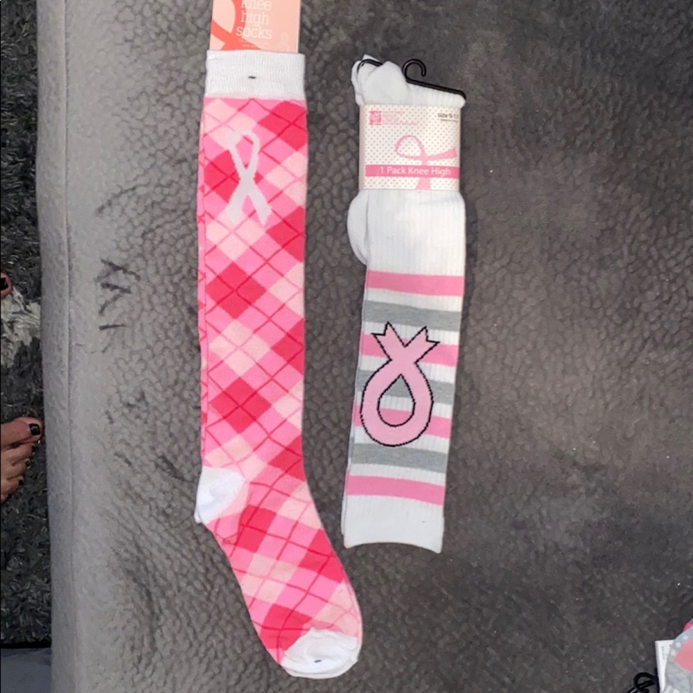 BN Breast cancer awareness knee high socks knee